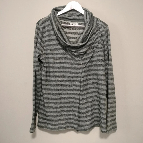 Maurices Asymmetrical Gray Striped Side Button Size XL Women's Cardigan - Picture 1 of 9